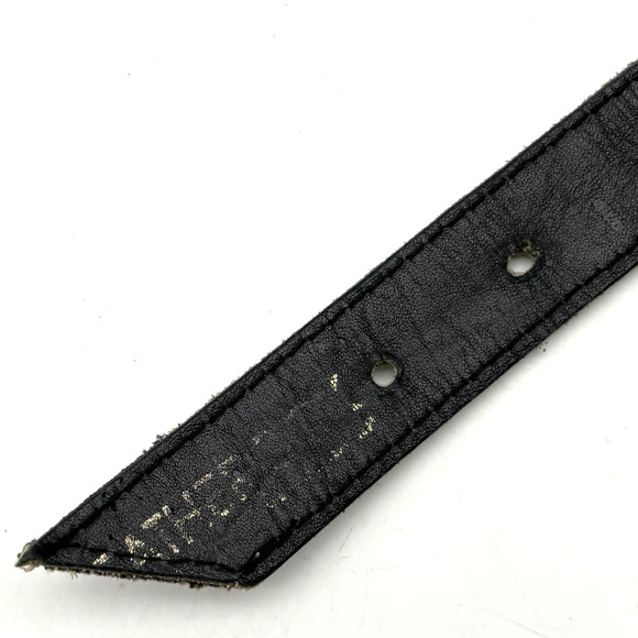 Vintage 80s 90s LEATHEROCK Silver Leather Dangle Buckle Jeweled Waist Belt 25-29 - Picture 11 of 15